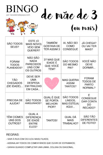 bingo de mãe de 3