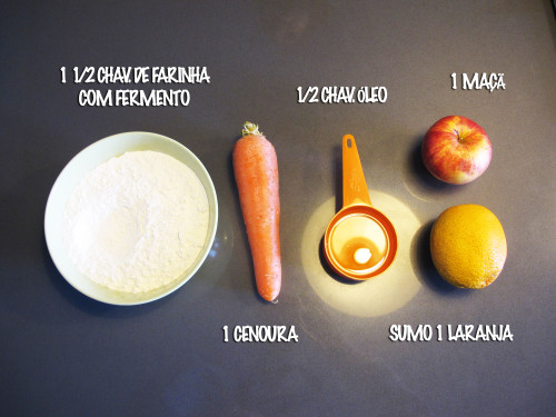 Ingredientes para fazer scones de cenoura