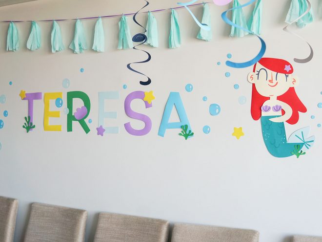 Mural da sereia, para decoração da festa de aniversário da sereia