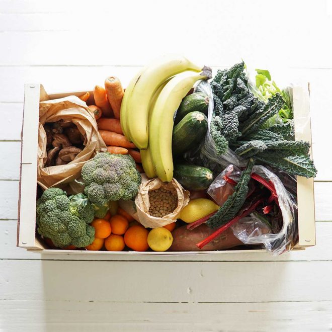 cabaz de frutas e legumes biológicos
